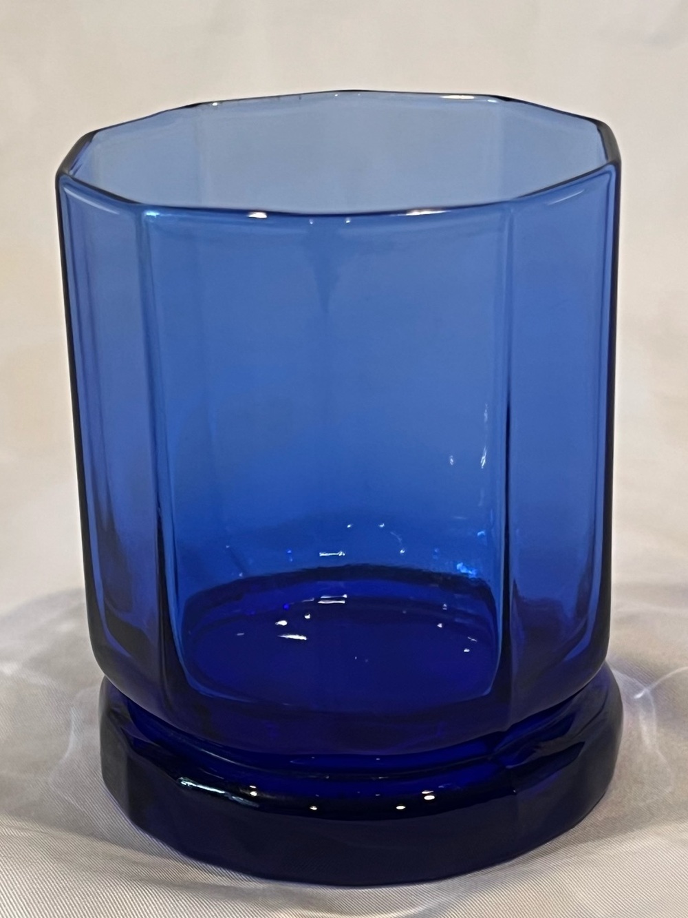 Vintage Anchor Hocking Essex Cobalt Blue Octagon Tumbler Glass Retro Barware
